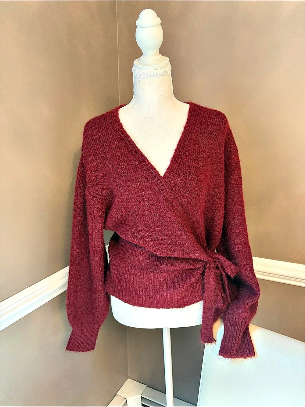 Cyrus Wrap Sweater V-Neck in Red Size XS NWT